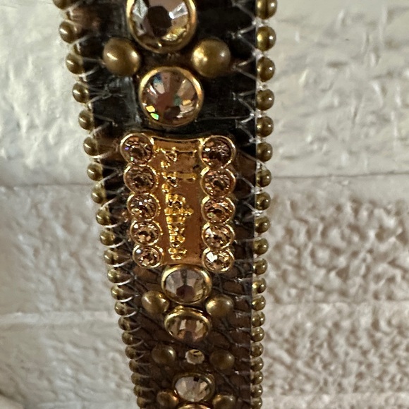 B.B. SIMON RHINESTONE LEATHER BELT EUC LARGE main image 8